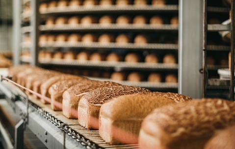 bread in a big bakery